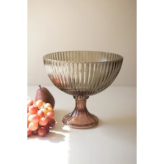 Multi-Colored Glass Compote - Ribbed
