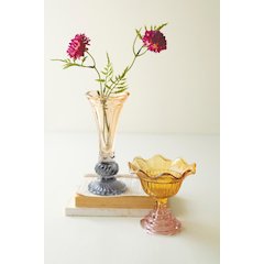 Set Of Two Colored Glass Bowl And Vase