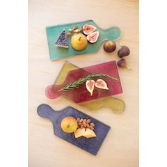 Set Of Four Colored Glass Cheese Boards - One Each Color