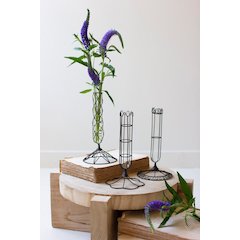 Set Of Three Wire-Wrapped Glass Bud Vases