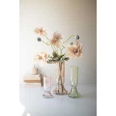 Set Of Three Fluted Glass Vases - One Each Color