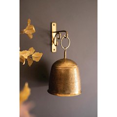 Antique Brass Bell And Wall Bracket