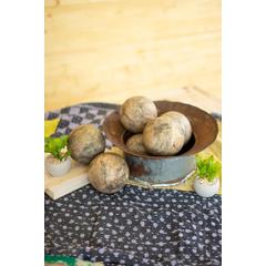 Set Of Six Hand Carved Mango Wood Spheres