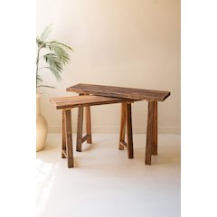 Set Of Two Recycled Wooden Consoles