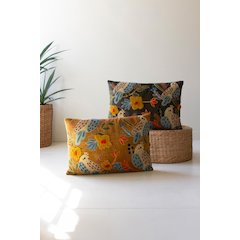 Set Of Two Embroidery Pillows With Birds - One Each Color