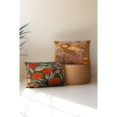 Set Of Two Embroidery Pillows With Flowers - One Each Color