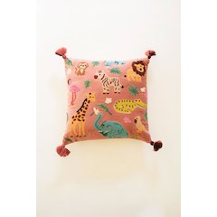 Velvet Embroidery Pillow - Animals