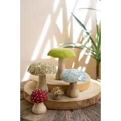 Set Of Five Mushrooms With Mosaic Tops