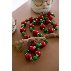 Red And Green Christmas Ball Garland W Jute Tassels