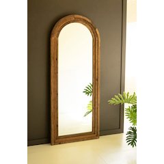 Arched Top Recycled Wood Framed Floor Mirror