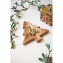 Carved Wooden Christmas Tree Platter