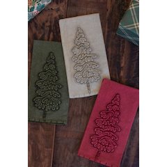 Set Of Three Christmas Tree Kitchen Towels