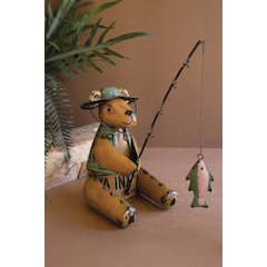 Recycled Iron Brown Bear Fishing