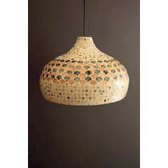 Spun Bamboo Pendant Light with Capiz Shell Detail #3