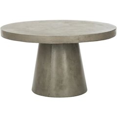 Delfia Indoor/Outdoor Modern Concrete Round 27.56-Inch Dia Coffee Table