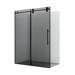 Echarri 56" W x 78" H Single Sliding Frameless Shower Door in Matte Black