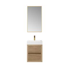 Single Sink Wall-Mount Bath Vanity Composite Integral Square Sink Top, Mirror