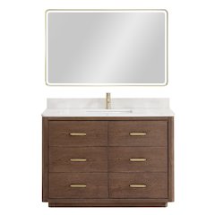 Porto 48" Free-standing Single Bath Vanity in Aged Dark Brown Oak