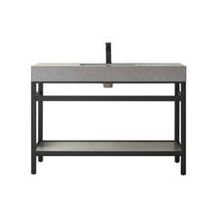 Single Sink Bath Vanity Metal Support with Grey Sintered Stone Top