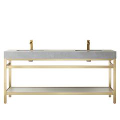Double Sink Bath Vanity Metal Support with Grey Sintered Stone Top