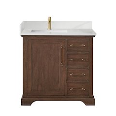 Tokyo 36" Freestanding Single Bath Vanity in Aged Dark Brown Oak