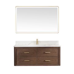 Cristo 48" Floating Single Bath Vanity in Aged Dark Brown Oak
