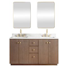 Oza 60M" Free-standing Double Bath Vanity in Aged Dark Brown Oak
