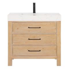 Free-standing Single Bathroom Vanity with Composite top in Lightning White