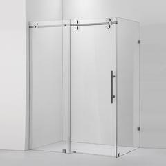 Rectangle Single Sliding Frameless Shower Enclosure in Brushed Nickel