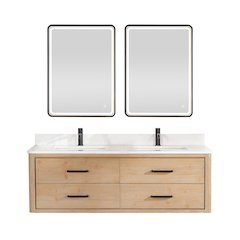 Cristo 60M" Floating Double Bath Vanity in Fir Wood Brown