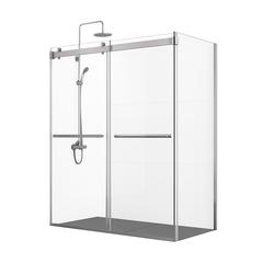 Rectangle Double Sliding Frameless Shower Enclosure in Brushed Nickel