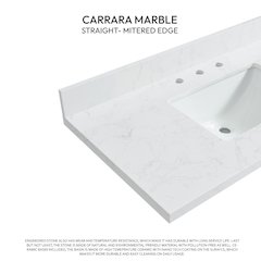 Composite Stone Vanity Top in Grain White with White Rectangular Single Sink