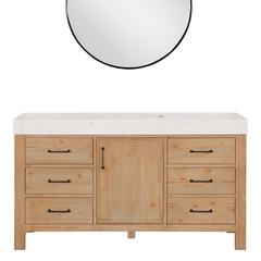 Free-standing Single Bathroom Vanity with Composite top and Mirror