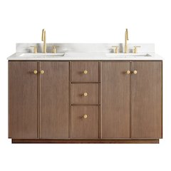 Oza 60M" Free-standing Double Bath Vanity in Aged Dark Brown Oak
