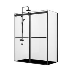 Rectangle Double Sliding Frameless Shower Enclosure in Matte Black