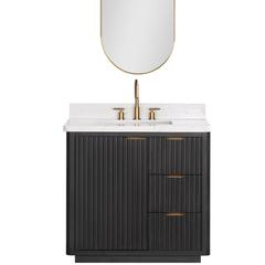 Free-standing Single Bathroom Vanity with Composite top and Mirror
