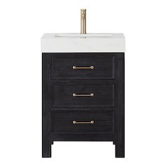 León 24in. Free-standing Single Bathroom Vanity in Fir Wood Black
