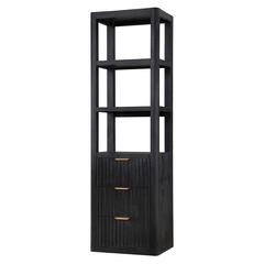 Black Storage Cabinet with 3 Drawers 3 Shelves for Bathroom and Living Room