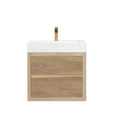Single Sink Wall-Mount Bath Vanity with Composite Integral Square Sink Top
