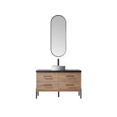 Single Sink Bath Vanity with Sintered Stone Top with Concrete Sink and Mirror