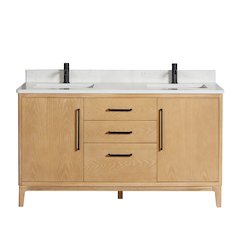 Gara 60M" Free-standing Double Bath Vanity in Washed Ash Grey