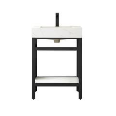Single Sink Bath Vanity Metal Support with White Sintered Stone Top