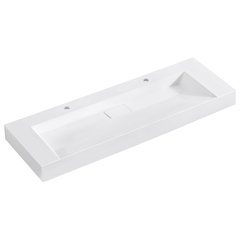Rectangular White Finish Composite Granite Stone Console Bathroom Vanity Sink