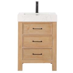 Free-standing Single Bathroom Vanity with Composite top in Lightning White