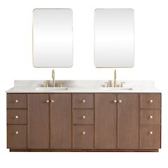 Oza 84" Free-standing Double Bath Vanity in Aged Dark Brown Oak