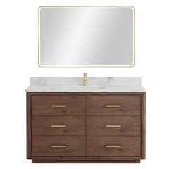 Porto 55" Free-standing Single Bath Vanity in Aged Dark Brown Oak