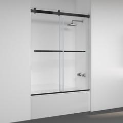 Spezia 60" W x 58" H Double Sliding Frameless Tub Door in Matte Black