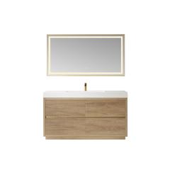 Single Sink Bath Vanity with Composite Integral Square Sink Top and Mirror