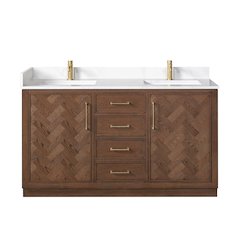 Jakarta 60M" Freestanding Double Bath Vanity in Aged Dark Brown Oak