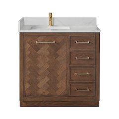 Jakarta 36" Freestanding Single Bath Vanity in Aged Dark Brown Oak